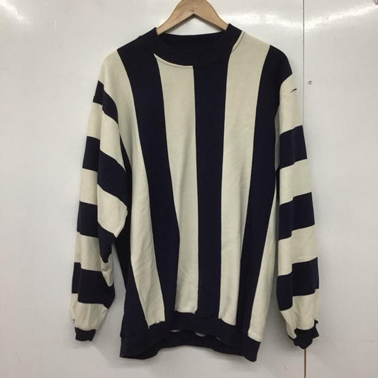 古着 USED トレーナー 長袖 長袖トレーナー スウェット クルーネック プルオーバー L ストライプ 白 / ホワイト / X 紺 / ネイビー /  メンズ USED 古着 中古 10141755