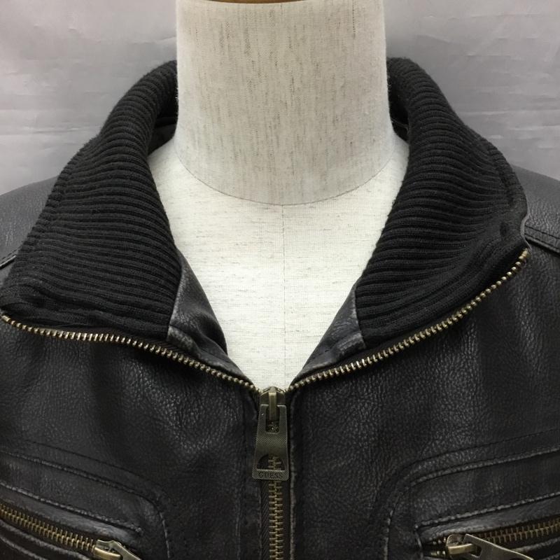 ゲス Guess ジャケット、上着 ジャンパー、ブルゾン ジップアップジャケット ジャンパー ジャケット カジュアルジャケット アウター L 無地 黒 / ブラック /  メンズ USED 古着 中古 10120293