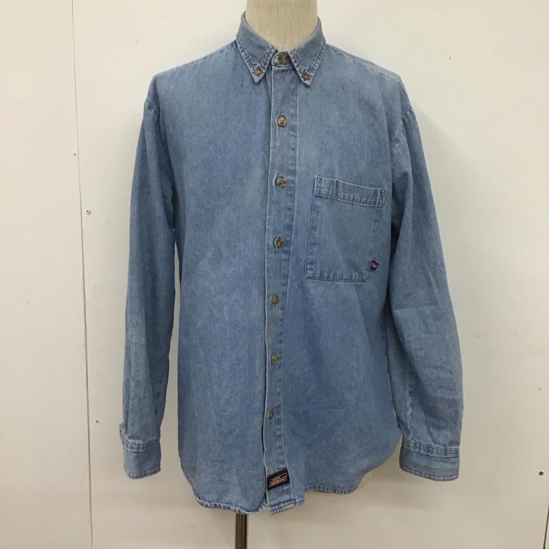 ディッキーズ Dickies シャツ、ブラウス 長袖 長袖シャツ デニムシャツ カジュアルシャツ ボタンダウンシャツ M 無地 インディゴ / インディゴ /  メンズ USED 古着 中古 10106605
