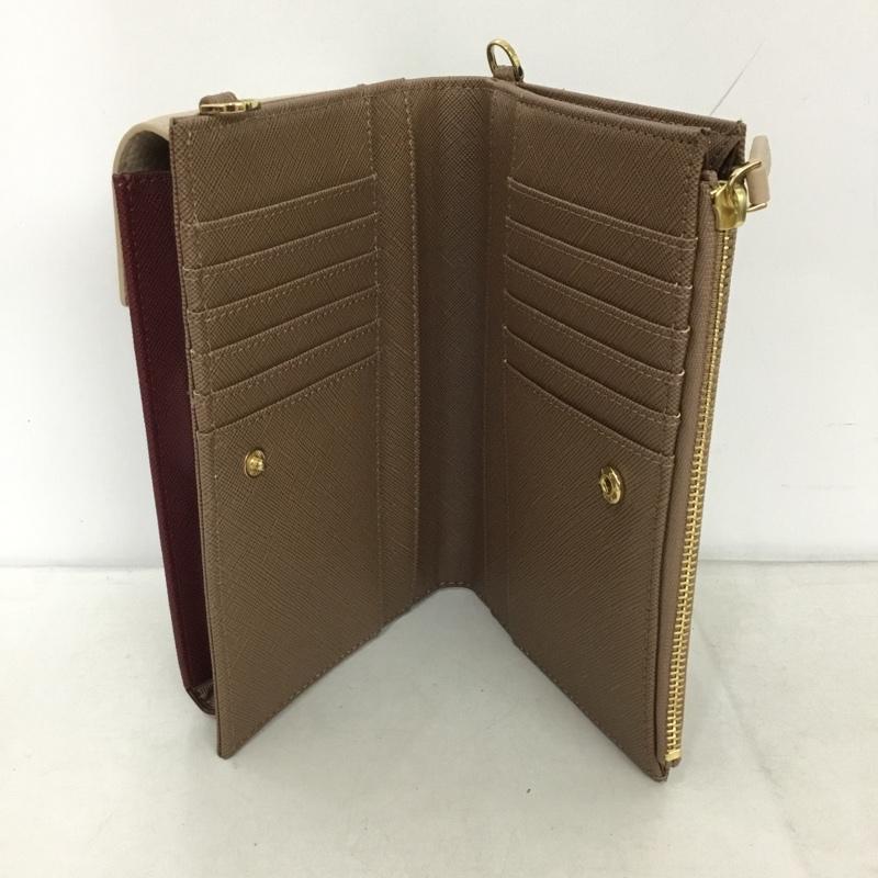 サマンサタバサ プチチョイス Samantha Thavasa Petit Choice ショルダーバッグ ショルダーバッグ ウェーブフラップスマホショルダー 財布 箱有 ロゴ、文字 えんじ / ワインレッド / X 茶 / ブラウン /  レディース USED 古着 中古 10145203