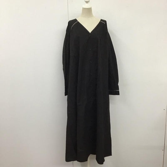 トラッゾドンナ Torrazzo Donna ワンピース ロングスカート 76-3196 Vネック 長袖 コットン タグ付き M 無地 黒 / ブラック /  レディース USED 古着 中古 10123234