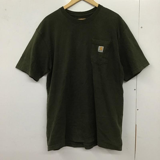 カーハート Carhartt Tシャツ 半袖 半袖カットソー プリントTシャツ クルーネックカットソー L 無地 カーキ / カーキ /  メンズ USED 古着 中古 10128662