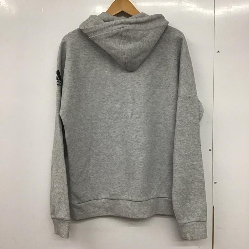 アディダス adidas パーカー 長袖 cg2088 スタジアムフルジップフーディー パーカー スポーツウェア L ロゴ、文字 灰 / グレー /  メンズ USED 古着 中古 10145681
