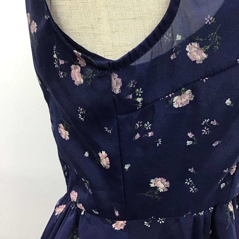 ティティーアンドコー titty&Co. ワンピース ひざ丈スカート 081-363-199 ノースリーブ スタンドネック S 花柄 紺 / ネイビー /  レディース USED 古着 中古 10114646