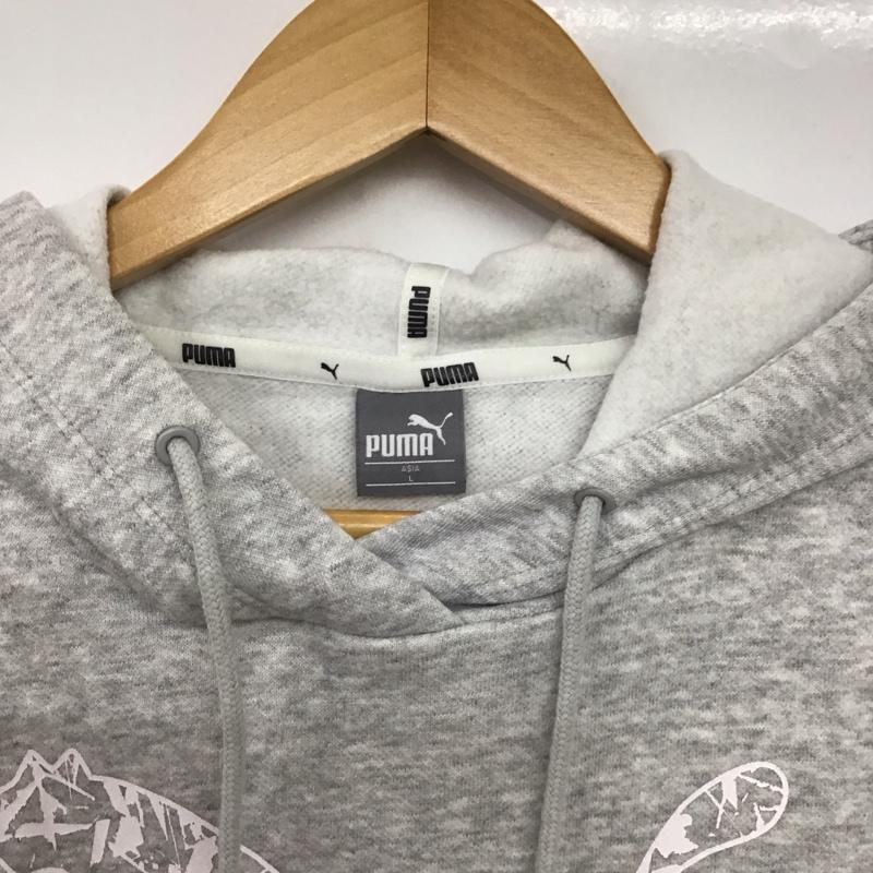 プーマ PUMA パーカー 長袖 580941-54 L プリント 灰 / グレー /  レディース USED 古着 中古 10141278