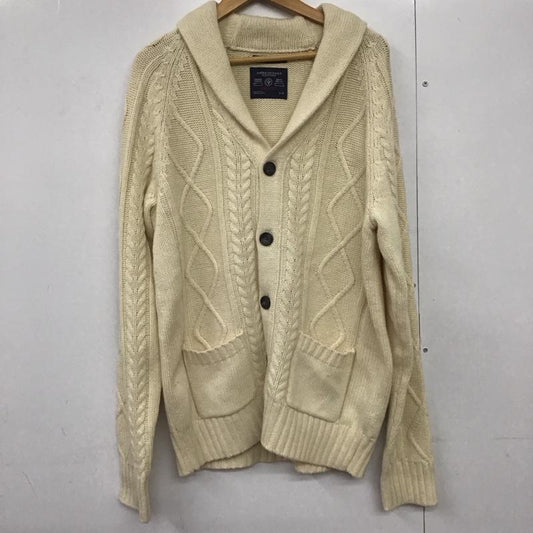 アメリカンイーグル AMERICANEAGLE カーディガン 長袖 長袖ニットカーディガン 前ボタン L 無地 白 / ホワイト /  メンズ USED 古着 中古 10143190