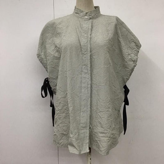 ザラベーシック ZARA BASIC カットソー 半袖 ノースリーブシャツ ストライプシャツ 前開きシャツ M ストライプ カーキ / カーキ /  レディース USED 古着 中古 10117830
