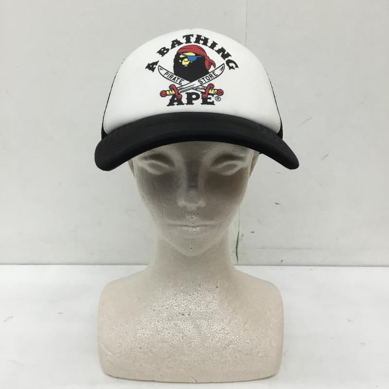 アベイシングエイプ A BATHING APE 帽子 キャップ FREE ロゴ、文字 黒 / ブラック / X 白 / ホワイト /  メンズ USED 古着 中古 10145516