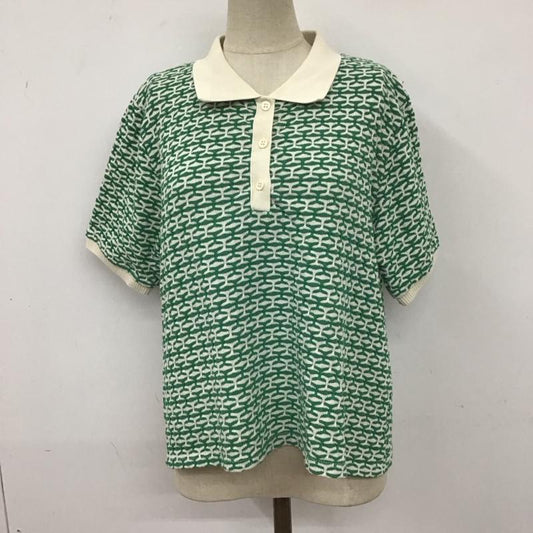 ザラ ZARA カットソー 半袖 半袖カットソー ポロシャツ カラーシャツ カジュアルシャツ L 総柄 白 / ホワイト / X 緑 / グリーン /  レディース USED 古着 中古 10110843