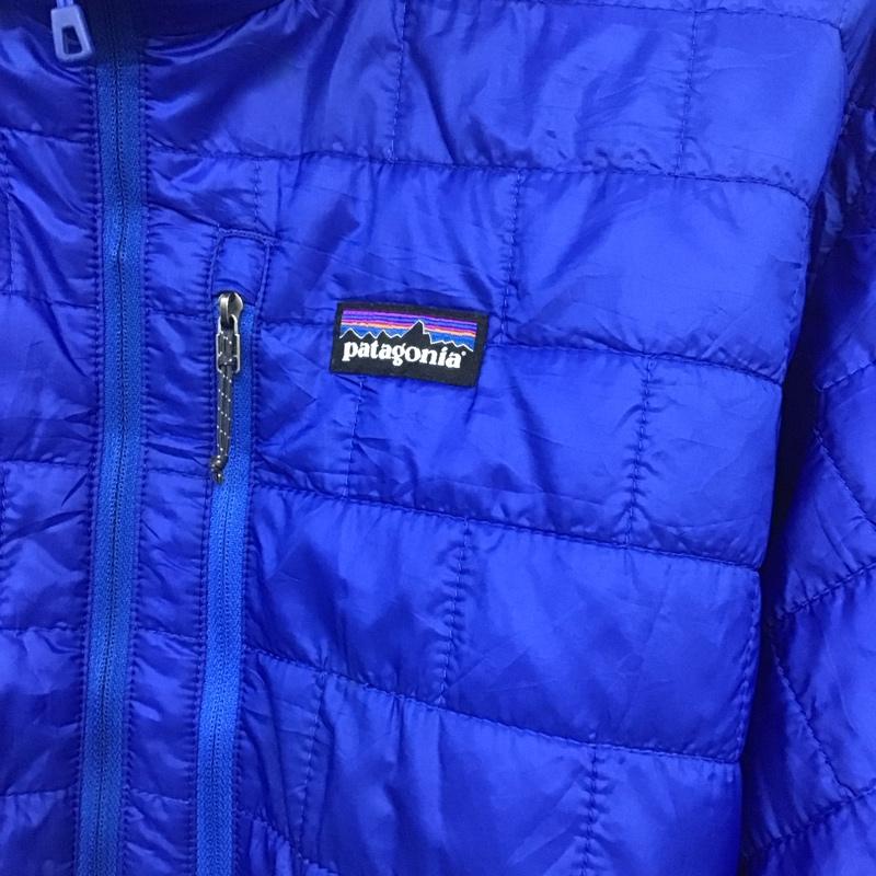 パタゴニア patagonia ジャケット、上着 ジャケット、ブレザー ジップアップジャケット ダウンジャケット アウター XL ロゴ、文字 青 / ブルー /  メンズ USED 古着 中古 10143191