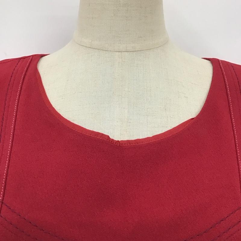 プラダ PRADA ワンピース ひざ丈スカート ノースリーブ 42 無地 えんじ / ワインレッド /  レディース USED 古着 中古 10114442