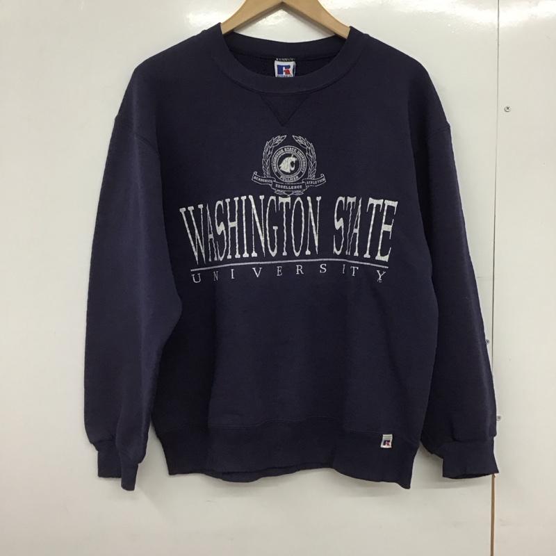ラッセル RUSSELL トレーナー 長袖 長袖トレーナー スウェット クルーネック プルオーバー 90s L ロゴ、文字 紺 / ネイビー /  メンズ USED 古着 中古 10147973