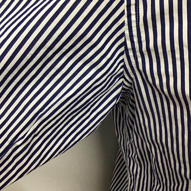 プレイコムデギャルソン PLAY COMME des GARCONS シャツ、ブラウス 長袖 長袖シャツ カラーシャツ 長袖カットソー ストライプシャツ S ロゴ、文字 白 / ホワイト / X 青 / ブルー /  メンズ USED 古着 中古 10114659