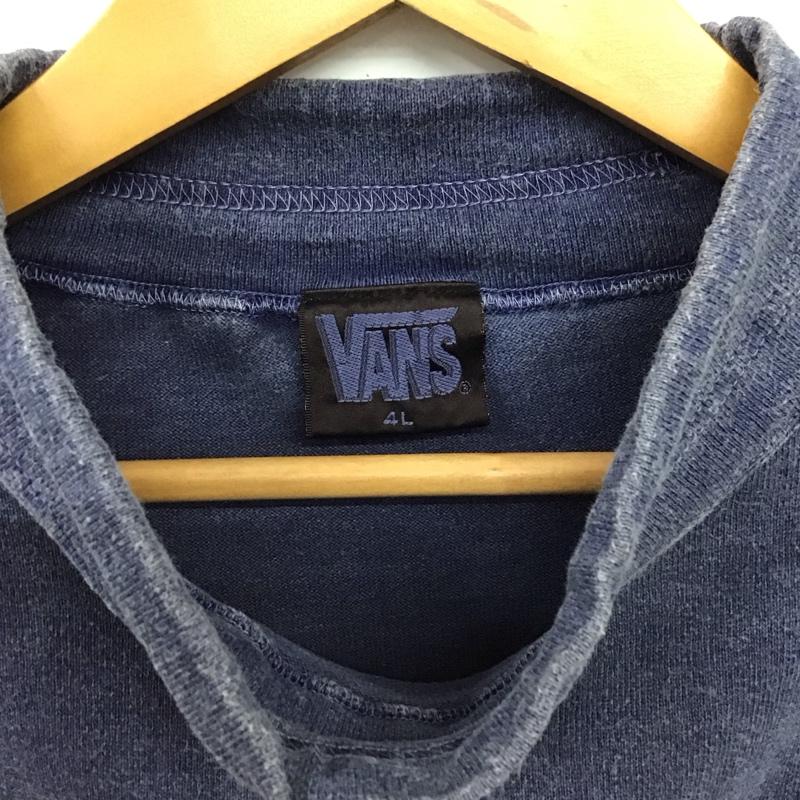 バンズ VANS カットソー 長袖 長袖カットソー プリントカットソー スタンドネック 4L ロゴ、文字 紺 / ネイビー /  メンズ USED 古着 中古 10150281