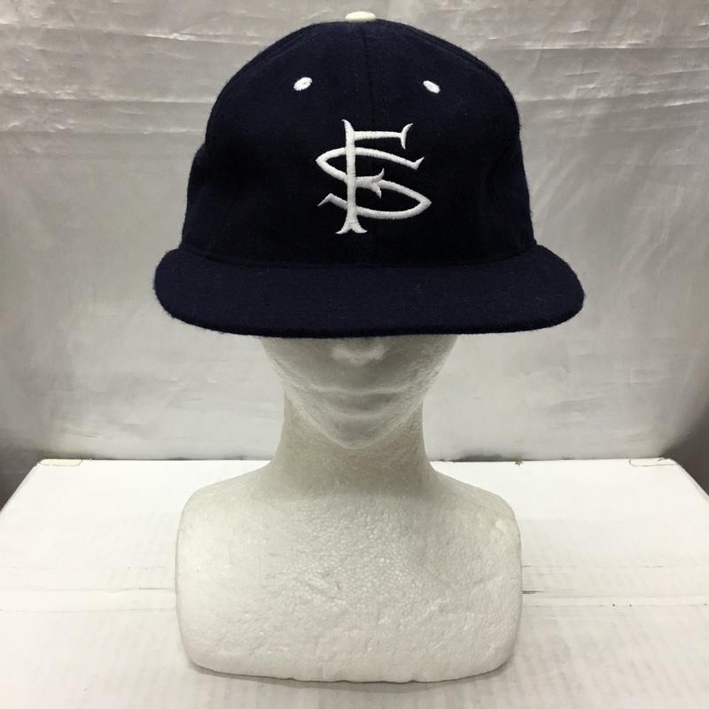 エベッツフィールドフランネルズ EBBETS FIELD FLANNELS 帽子 キャップ FSキャップ ウール ロゴ、文字 紺 / ネイビー /  メンズ USED 古着 中古 10122334