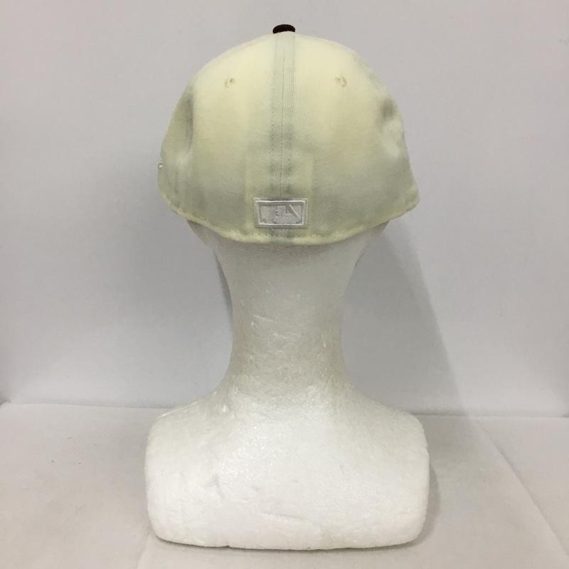 ニューエラ NEW ERA 帽子 キャップ 59FIFTY ATLBRA 58.7cm ロゴ、文字 アイボリー / アイボリー / X えんじ / ワインレッド /  メンズ USED 古着 中古 10135652