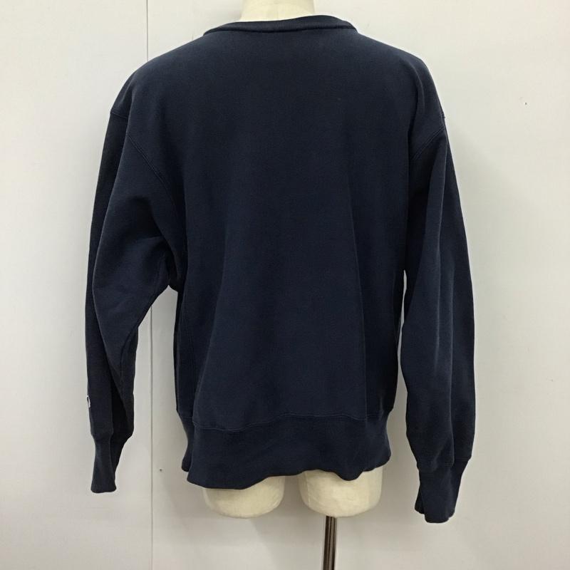 チャンピオン Champion トレーナー 長袖 長袖トレーナー スウェット クルーネック リブスウェットカットソー L 無地 紺 / ネイビー /  メンズ USED 古着 中古 10123961