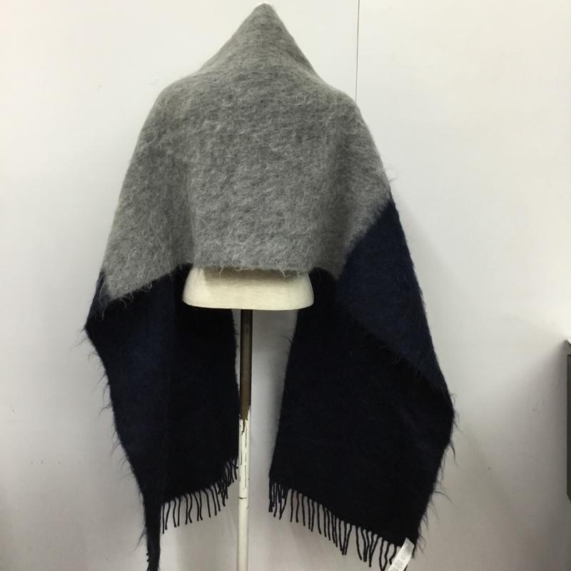 コーチ COACH マフラー マフラー E7804 32113 大判ストール 大判マフラー ポケット付き ショール ロゴ、文字 灰 / グレー / X 紺 / ネイビー /  レディース USED 古着 中古 10143823