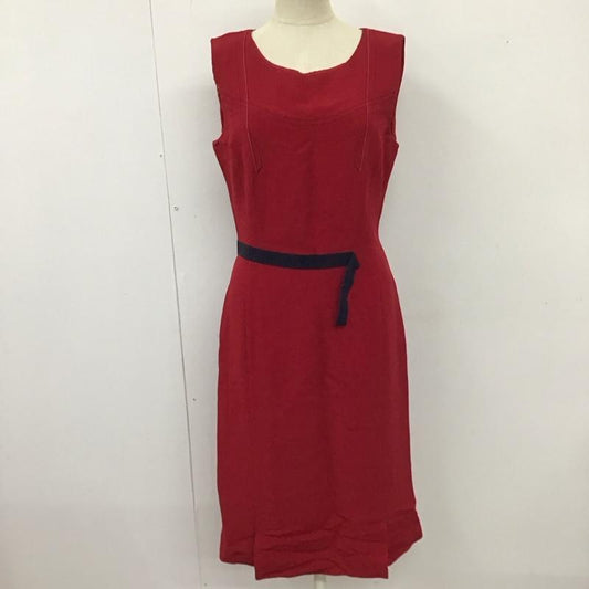 プラダ PRADA ワンピース ひざ丈スカート ノースリーブ 42 無地 えんじ / ワインレッド /  レディース USED 古着 中古 10114442