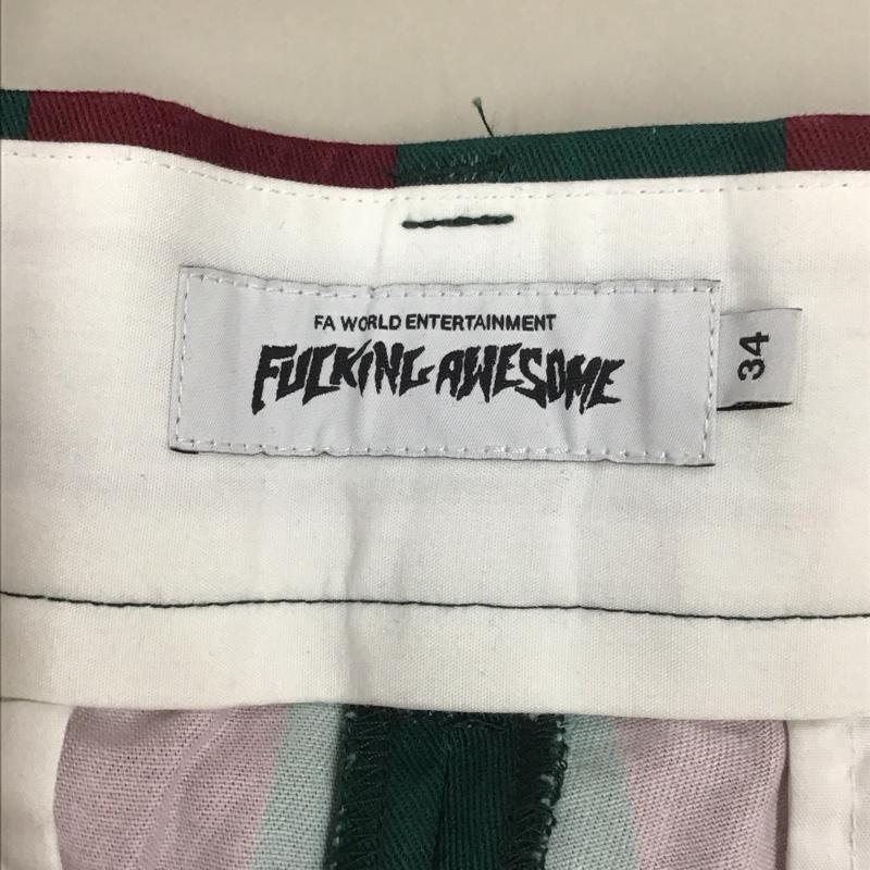 ファッキンオーサム FUCKING AWESOME パンツ スラックス カジュアルパンツ スラックス チノパン ストレートパンツ 34 ストライプ 緑 / グリーン / X えんじ / ワインレッド /  メンズ USED 古着 中古 10111675