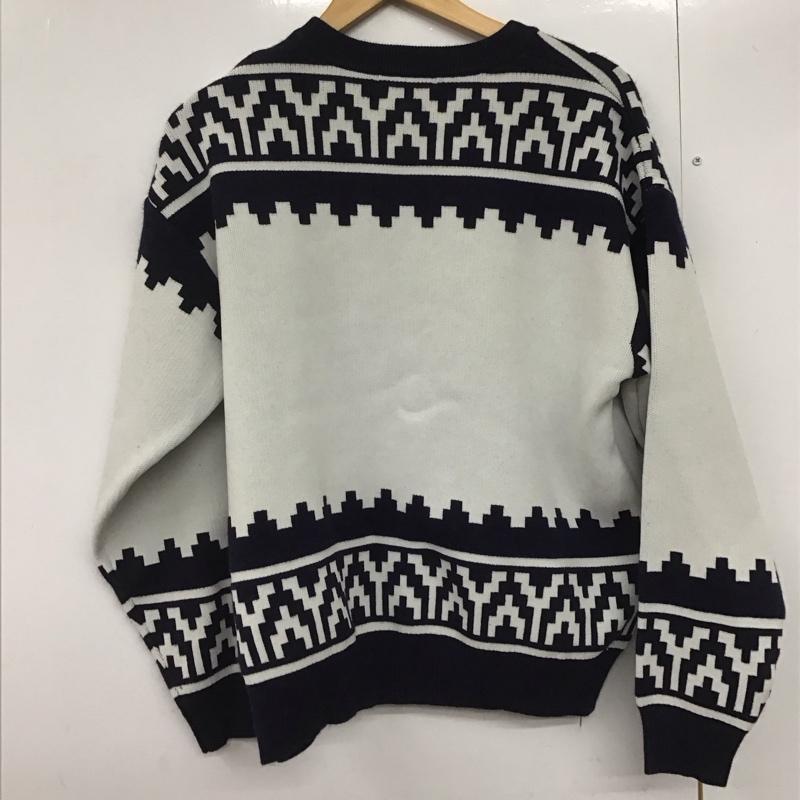 ロデオクラウンズ Rodeo Crowns ニット、セーター 長袖 421faw70-0960 ダブルジャガードニット M ロゴ、文字 白 / ホワイト / X 紺 / ネイビー /  レディース USED 古着 中古 10143047