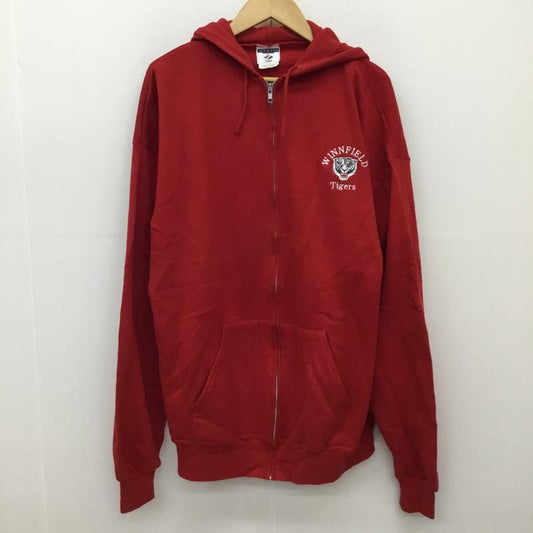 ジャージーズ JERZEES パーカー 長袖 ジップパーカー XL ロゴ、文字 赤 / レッド /  メンズ USED 古着 中古 10136210