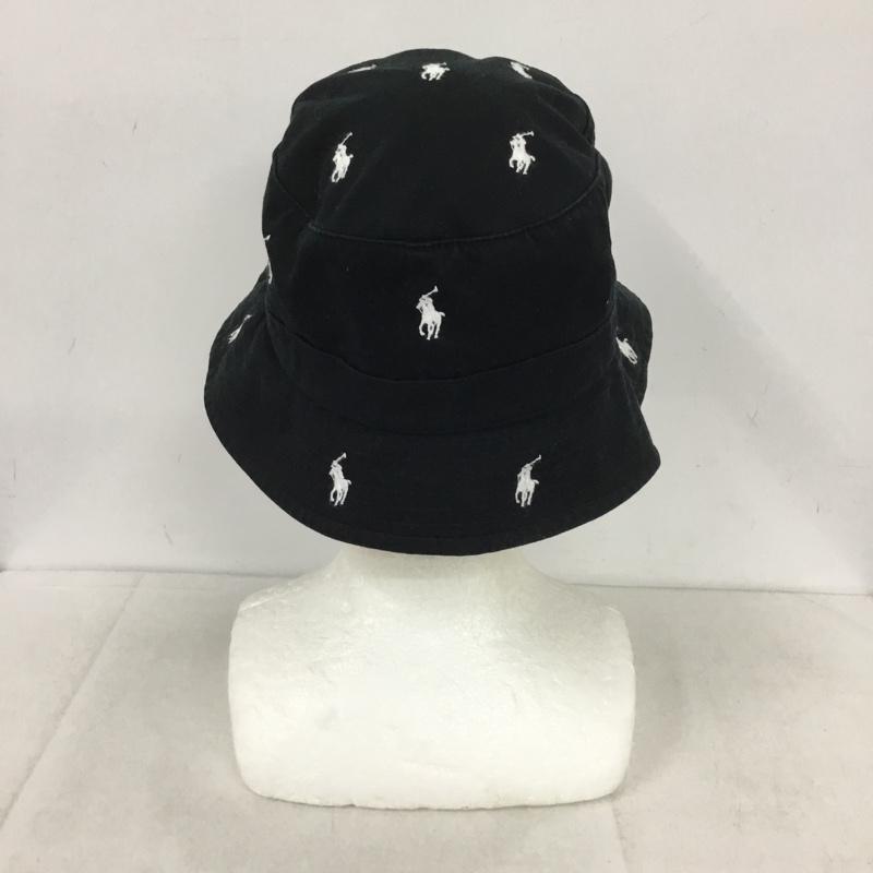 ポロラルフローレン POLO RALPH LAUREN 帽子 ハット バケットハット ロゴ 総柄 黒 / ブラック /  メンズ USED 古着 中古 10138127