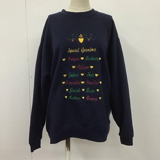 ジャージーズ JERZEES トレーナー 長袖 裏起毛 スウェット 刺繍 M ロゴ、文字 紺 / ネイビー /  レディース USED 古着 中古 10108138