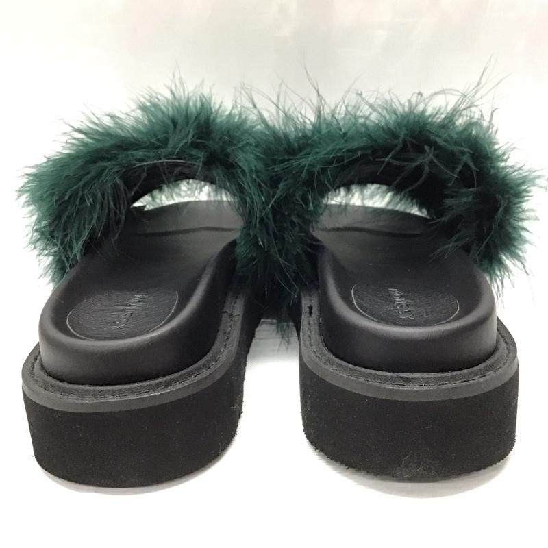 マウジー MOUSSY サンダル サンダル 010AAS52-5080 FEATHER FLAT SANDALS 箱有 タグ付き M 無地 黒 / ブラック / X 緑 / グリーン /  レディース USED 古着 中古 10116256
