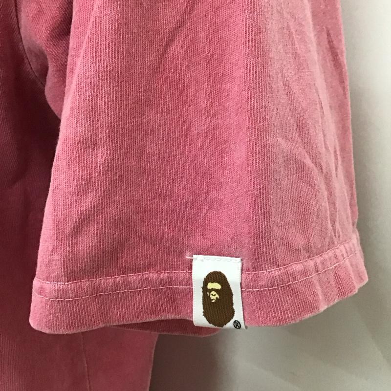アベイシングエイプ A BATHING APE Tシャツ 半袖 半袖カットソー プリントTシャツ クルーネックカットソー L ロゴ、文字 桃 / ピンク /  メンズ USED 古着 中古 10116376