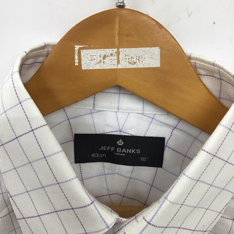 ジェフバンクス JEFFBANKS シャツ、ブラウス 長袖 ボタンダウン ワイシャツ チェック 白 / ホワイト / X 紫 / パープル /  メンズ USED 古着 中古 10117747