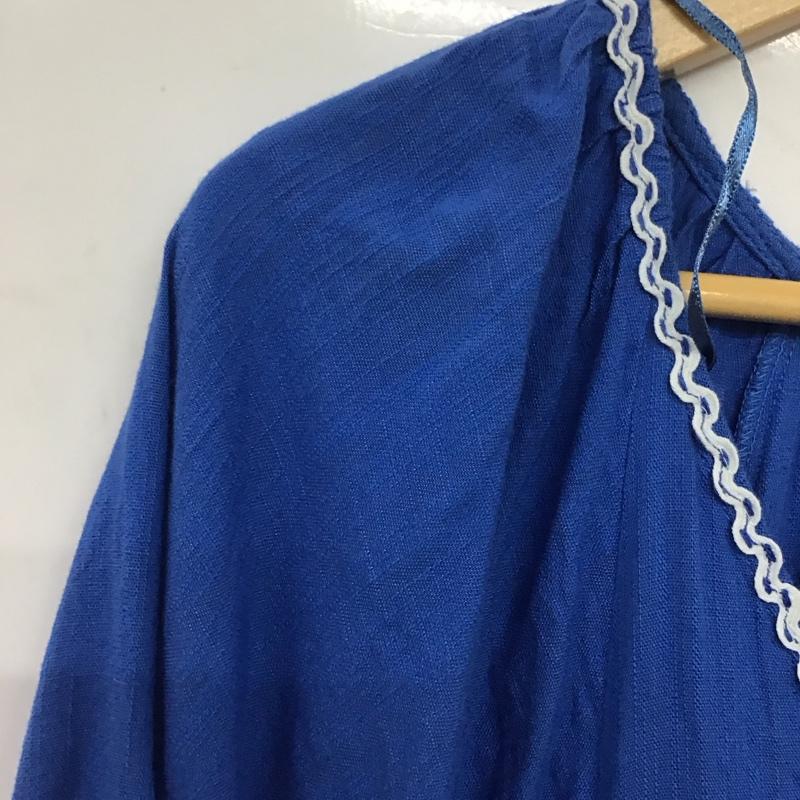 ザラ ZARA ワンピース ロングスカート 半袖ロングワンピース フレアスカート Vネック M 刺繍 青 / ブルー /  レディース USED 古着 中古 10147112