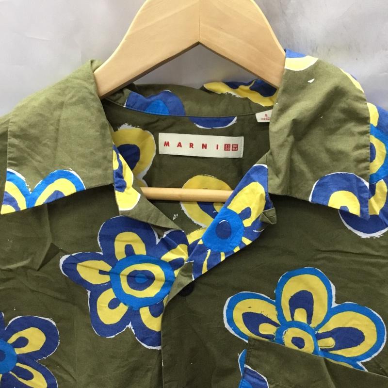 ユニクロ UNIQLO シャツ、ブラウス 半袖 331-449637 MARNI オーバーサイズ オープンカラーシャツ S 花柄 カーキ / カーキ /  メンズ USED 古着 中古 10117797