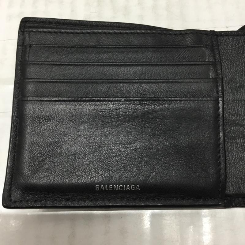バレンシアガ BALENCIAGA 財布 二つ折り 487435 レザー 箱有 ロゴ、文字 黒 / ブラック /  メンズ USED 古着 中古 10113528