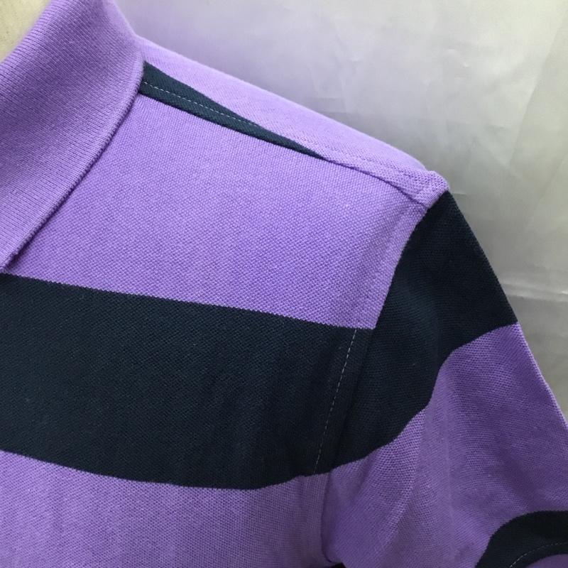 トミーヒルフィガー TOMMY HILFIGER ポロシャツ 半袖 S ボーダー柄 紺 / ネイビー / X 紫 / パープル /  メンズ USED 古着 中古 10112775