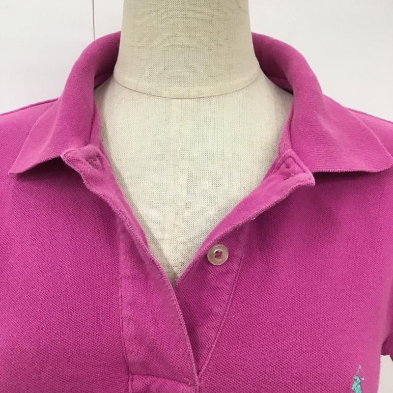 ポロ POLO ポロシャツ 半袖 半袖ポロシャツ カラーシャツ 半袖カットソー M ロゴ、文字 桃 / ピンク /  レディース USED 古着 中古 10116304