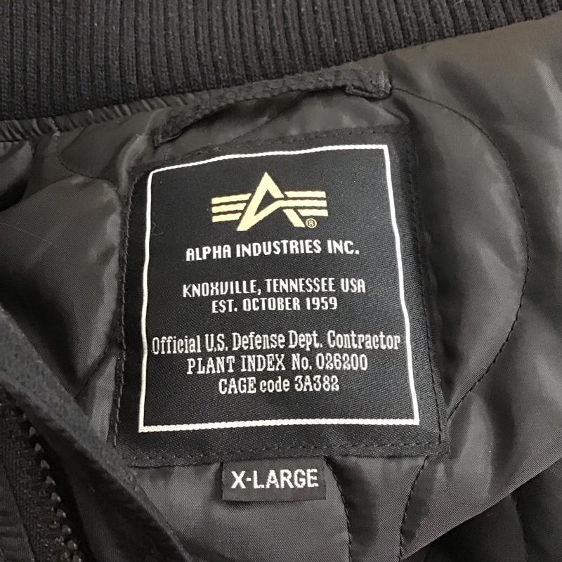 アルファインダストリー Alpha Industries ジャケット、上着 ジャケット、ブレザー ジップアップジャケット アウター フード付きジャケット XL ロゴ、文字 黒 / ブラック /  メンズ USED 古着 中古 10125147