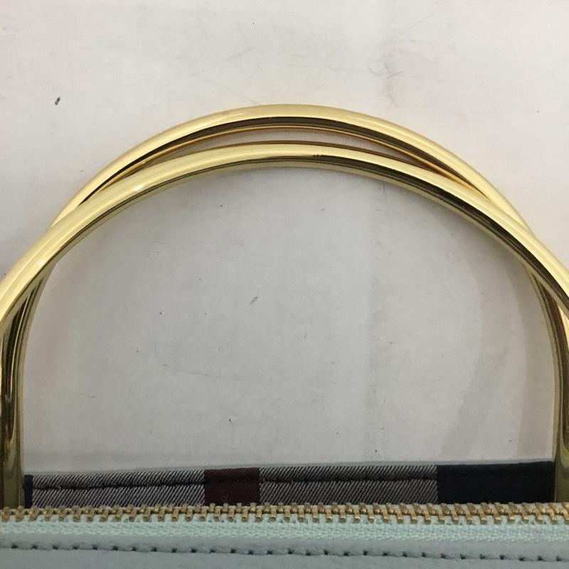 ブルーレーベル・クレストブリッジ BLUE LABEL CRESTBRIDGE ハンドバッグ ハンドバッグ メタルハンドルレザートート ショルダー ロゴ、文字 水色 / ライトブルー / X 金 / ゴールド /  レディース USED 古着 中古 10144902