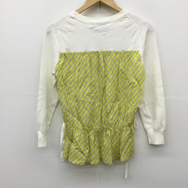 クイーンズコート QUEENS COURT カットソー 長袖 2212-91502 2 チェック 白 / ホワイト / X 黄 / イエロー /  レディース USED 古着 中古 10143155