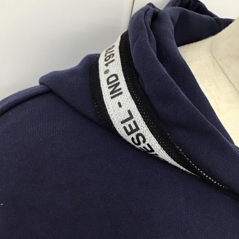 ディーゼル DIESEL パーカー 長袖 ジップアップパーカー 長袖パーカー フード付きパーカー XXL ロゴ、文字 紺 / ネイビー /  メンズ USED 古着 中古 10119289