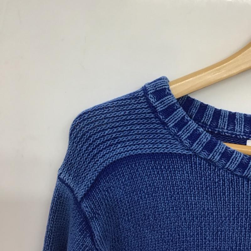 メイプル melple ニット、セーター 長袖 長袖ニットカットソー クルーネック セーター L 無地 青 / ブルー /  レディース USED 古着 中古 10145124