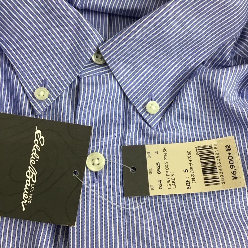 エディーバウアー Eddie Bauer シャツ、ブラウス 長袖 長袖シャツ カラーシャツ ポケットシャツ 長袖カットソー ストライプシャツ S ストライプ 白 / ホワイト / X 青 / ブルー /  メンズ USED 古着 中古 10112595