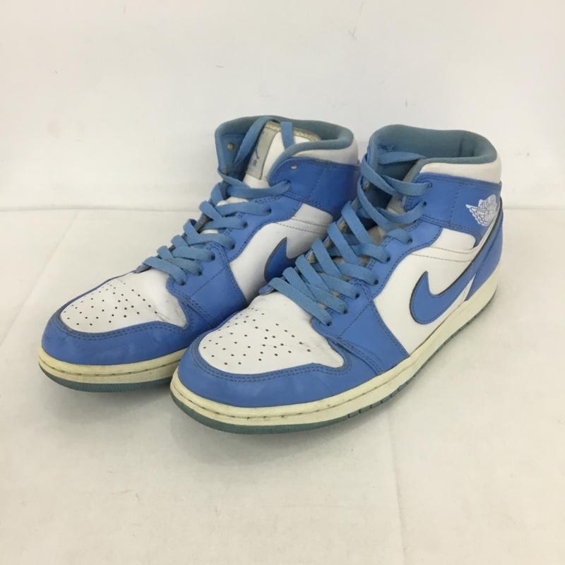 ナイキ NIKE スニーカー スニーカー 554724-106 AIR JORDAN 1 MID 28cm 28.0cm ロゴ、文字 白 / ホワイト / X 水色 / ライトブルー /  メンズ USED 古着 中古 10131646