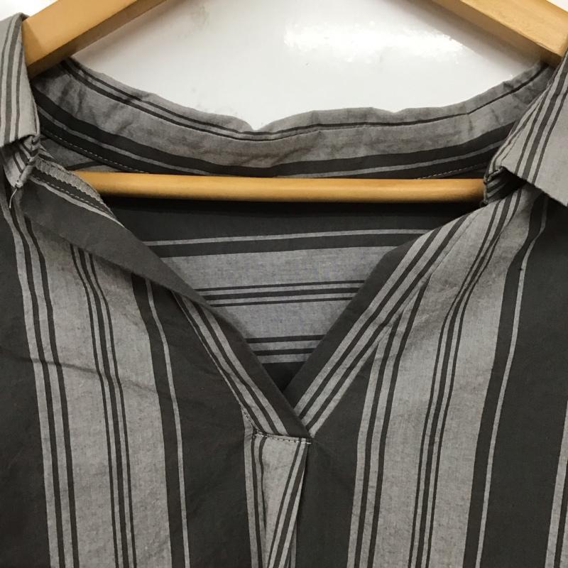 アズールバイマウジー AZUL BY MOUSSY シャツ、ブラウス 長袖 250AAW30-A374 バックタックスキッパー長袖シャツ S ストライプ 灰 / グレー /  レディース USED 古着 中古 10129286