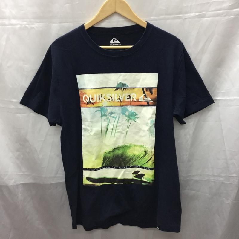 クイックシルバー Quiksilver Tシャツ 半袖 L プリント 紺 / ネイビー /  メンズ USED 古着 中古 10110627