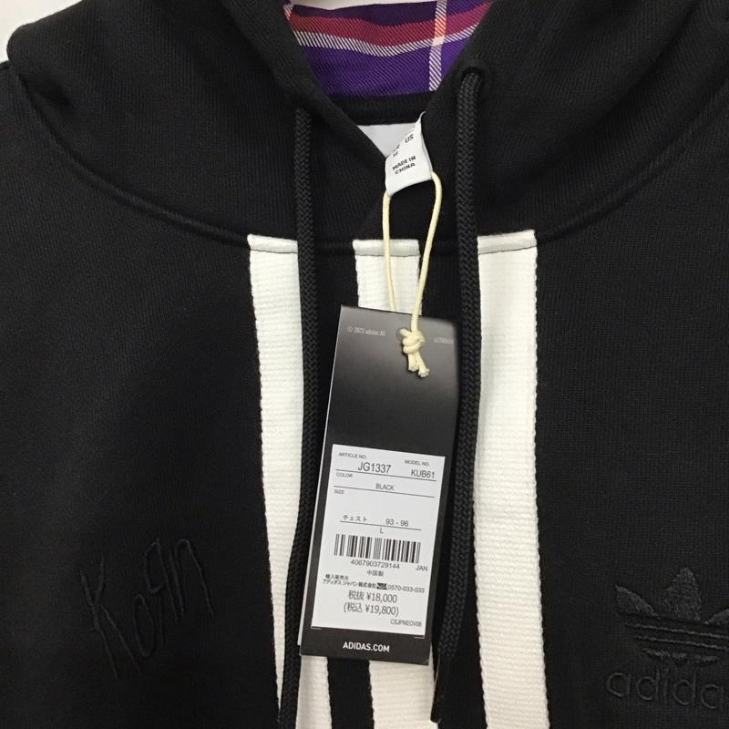 アディダス adidas パーカー 長袖 jg1337 コーンフーディ 長袖パーカー プルオーバー Korn L ロゴ、文字 黒 / ブラック /  メンズ USED 古着 中古 10130699