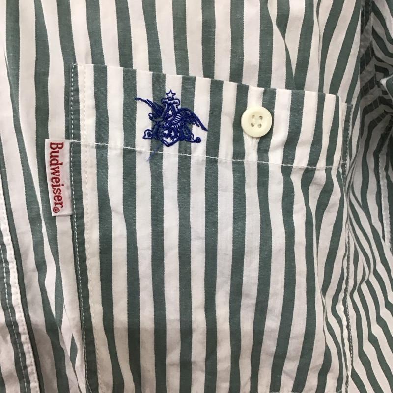 古着 USED シャツ、ブラウス 半袖 バドワイザー　Budweiser M ストライプ 白 / ホワイト / X カーキ / カーキ /  メンズ USED 古着 中古 10117466