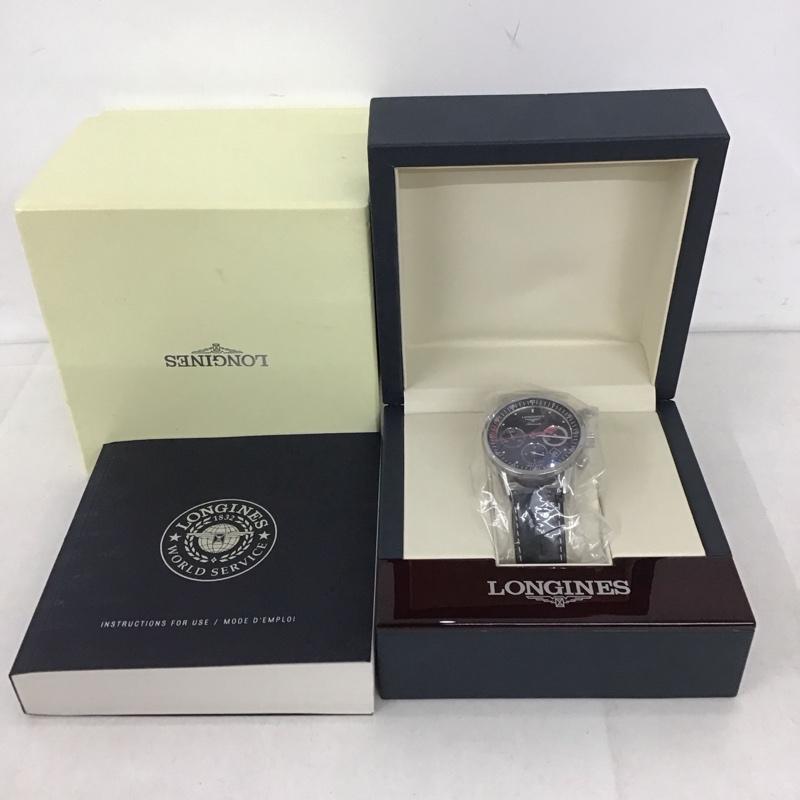 ロンジン LONGINES 腕時計 アナログ（自動巻き） レザーベルト 箱有 ロゴ、文字 黒 / ブラック /  メンズ USED 古着 中古 10134477
