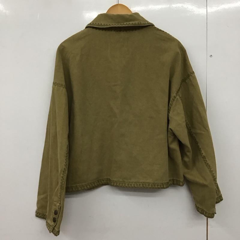 ザラ ZARA ジャケット、上着 ジャケット、ブレザー 4877/054/514 OVERSHIRT WITH TOPSTITCHING ステッチデザインジャケット L 無地 カーキ / カーキ /  レディース USED 古着 中古 10147187