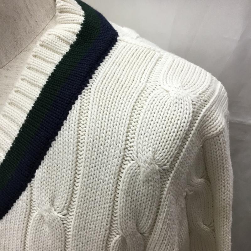 ブルックスブラザーズ BROOKS BROTHERS ニット、セーター 長袖 Vネック コットン M  オフホワイト / オフホワイト / X 緑 / グリーン / X 紺 / ネイビー /  メンズ USED 古着 中古 10112885